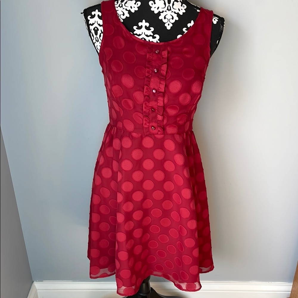 Elegant Red Polka Dot Dress